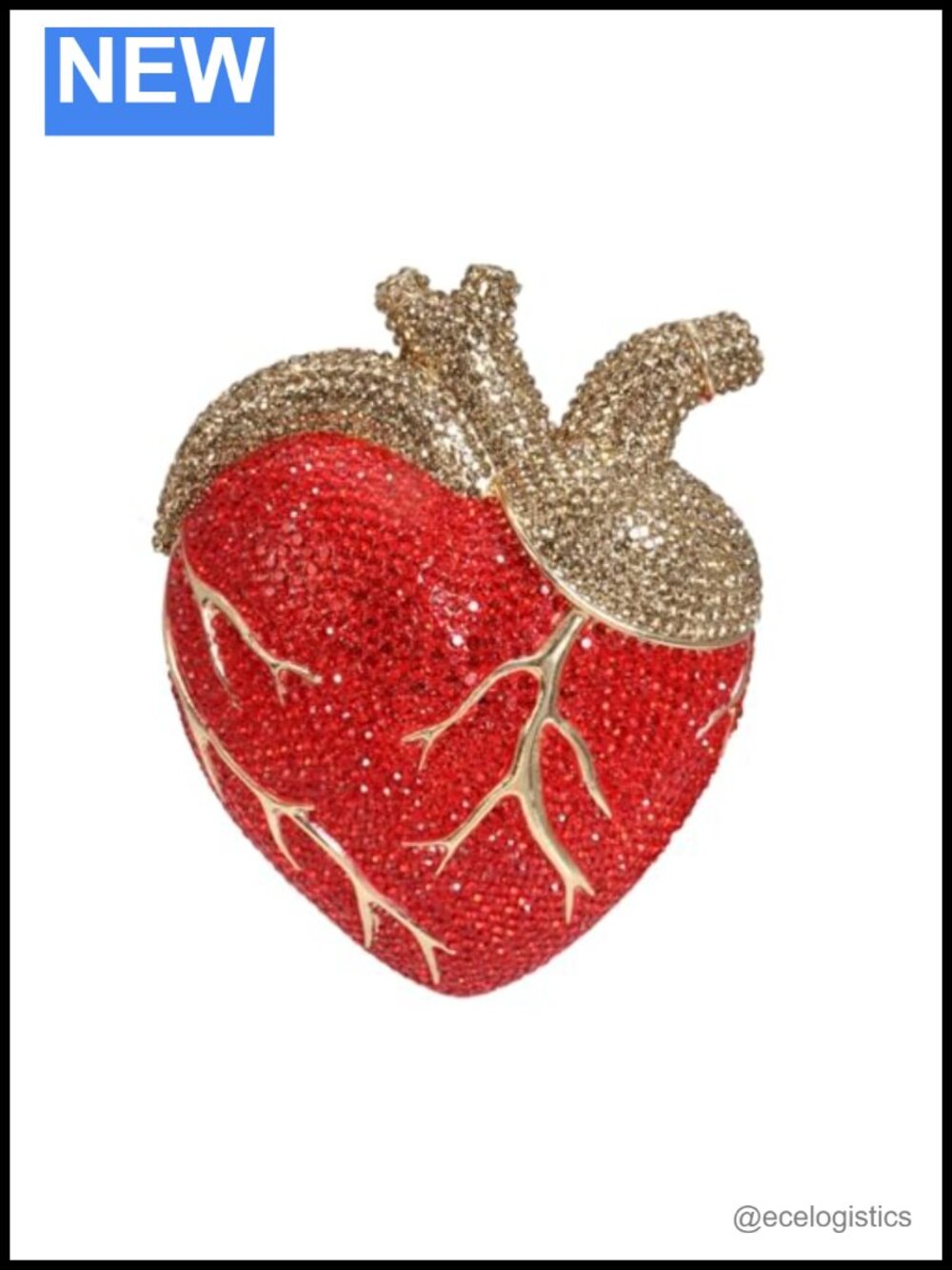 Sparkly 3D Anatomical Heart Clutch Bag Crystal Diamond Rhinestone Evening